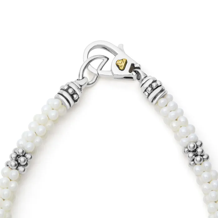 LAGOS White Caviar Seven Silver Station Ceramic Bracelet 5mm Bracelets