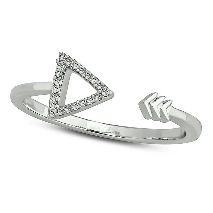 005 CT TW Natural Diamond Arrow Wrap Open Ring in Sterling Silver Goldia Rings 005 CT TW Natural Diamond Arrow Wrap Open Ring in Sterling Silver Goldia Rings