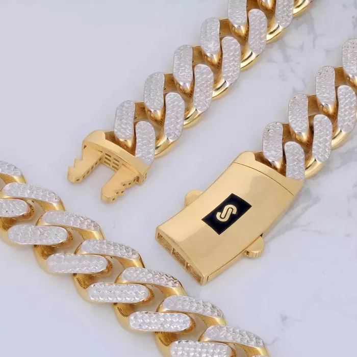 10K Yellow Gold Miami Cuban 11mm Monaco Diamond Cut Pave Chain Bracelet 8 9 Goldiacom Bracelets