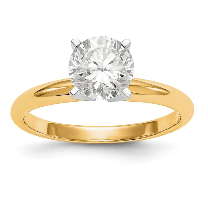14k Twotone 12 Ct VSSI G Lab Grown Diamond Lightweight Round 4 Prong Solitaire Engagement Ring Goldia Rings