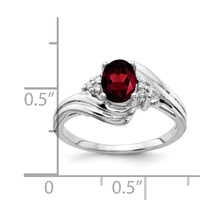 14k White Gold 7x5mm Oval Garnet Checker VS Real Diamond ring goldiaca Rings 14k White Gold 7x5mm Oval Garnet Checker VS Real Diamond ring goldiaca Rings