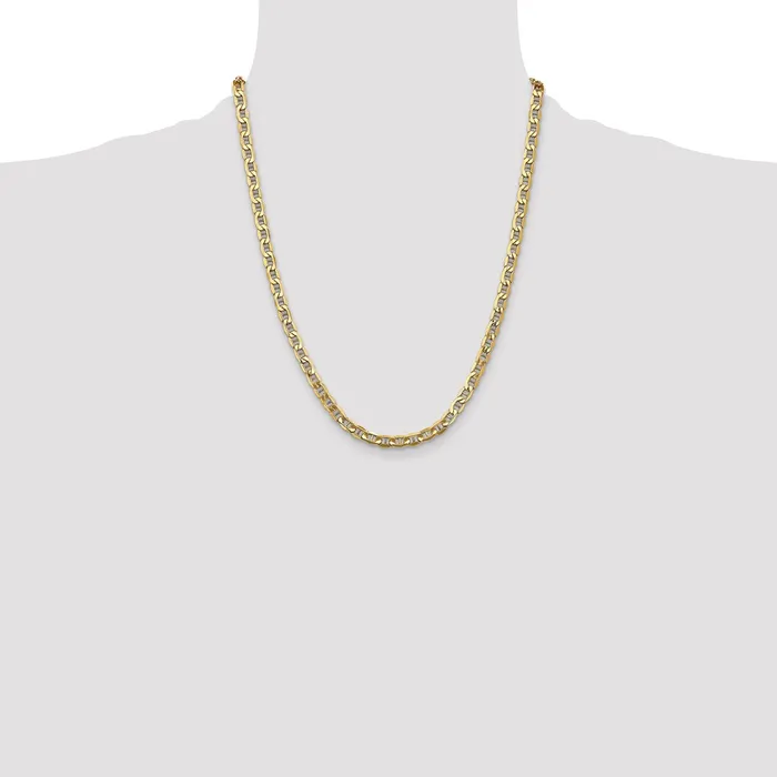 14K Yellow Gold 22 inch 475mm SemiSolid Anchor with Lobster Clasp Chain Necklace MDS Necklaces