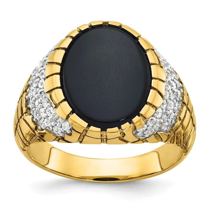14k Yellow Gold Mens Onyx and Diamond Nugget Ring Mounting Goldia Rings 14k Yellow Gold Mens Onyx and Diamond Nugget Ring Mounting Goldia Rings