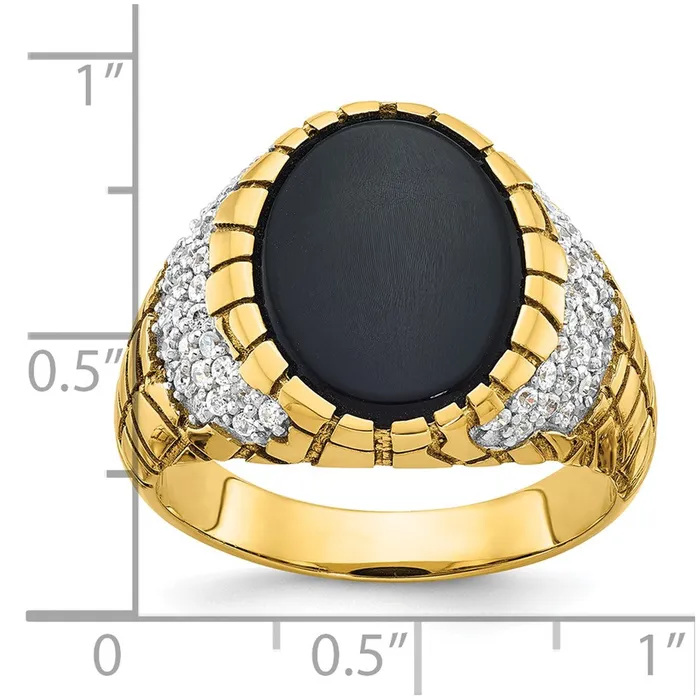 14k Yellow Gold Mens Onyx and Diamond Nugget Ring Mounting Goldia Rings