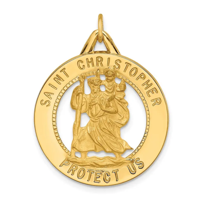 14k Yellow Gold Solid PolishedSatin Round Cutout St Christopher Medal Goldia Rings 14k Yellow Gold Solid PolishedSatin Round Cutout St Christopher Medal Goldia Rings