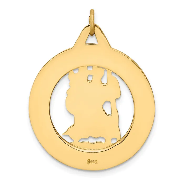 14k Yellow Gold Solid PolishedSatin Round Cutout St Christopher Medal Goldia Rings