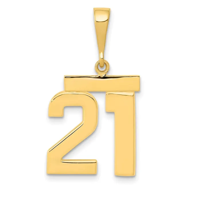 Charm Necklaces Goldia 14k Yellow Gold Medium Polished Number 21 Charm