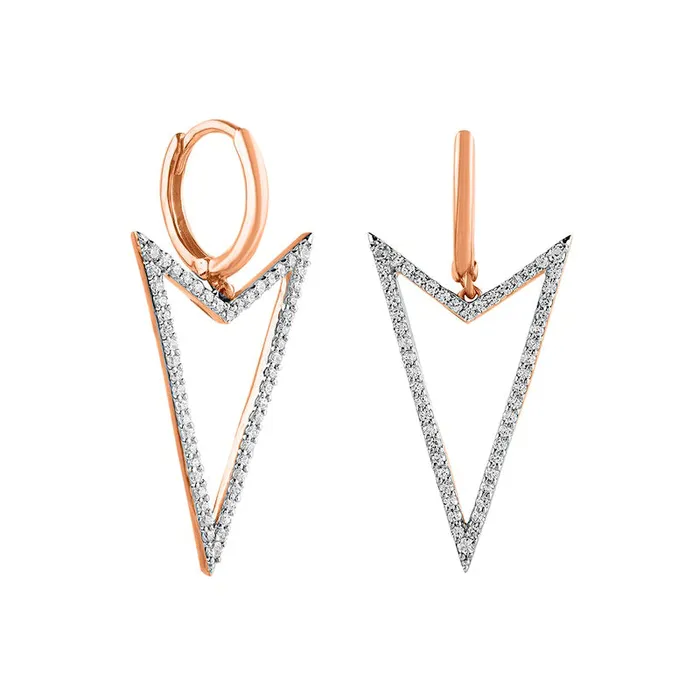 Earrings Goldia 05 CT TW Diamond Arrow Drop Earrings in 10K Rose Gold