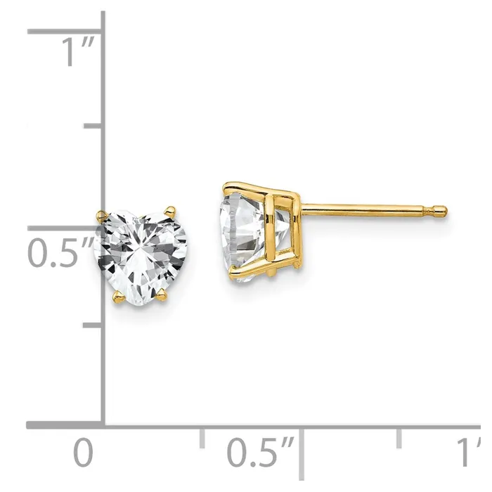 Earrings Goldia 14k Yellow Gold 6mm Heart Cubic Zirconia Earrings