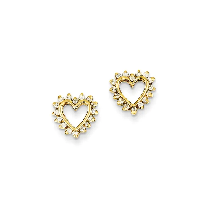 Earrings Goldia 14k Yellow Gold AAA Real Diamond heart Earrings