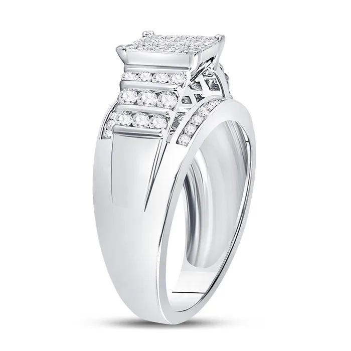 gndatlanta Rings 14k White Gold Princess Diamond Cluster Ring 1 Cttw