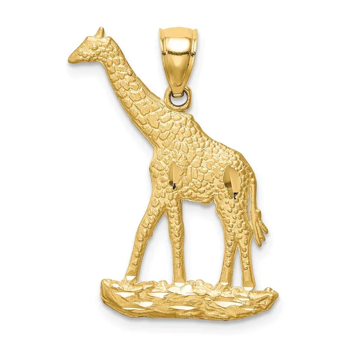 Goldia 14k Yellow Gold Diamondcut Giraffe Pendant Necklaces