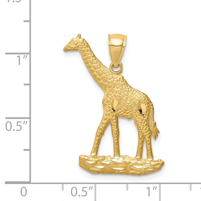 Goldia 14k Yellow Gold Diamondcut Giraffe Pendant Necklaces