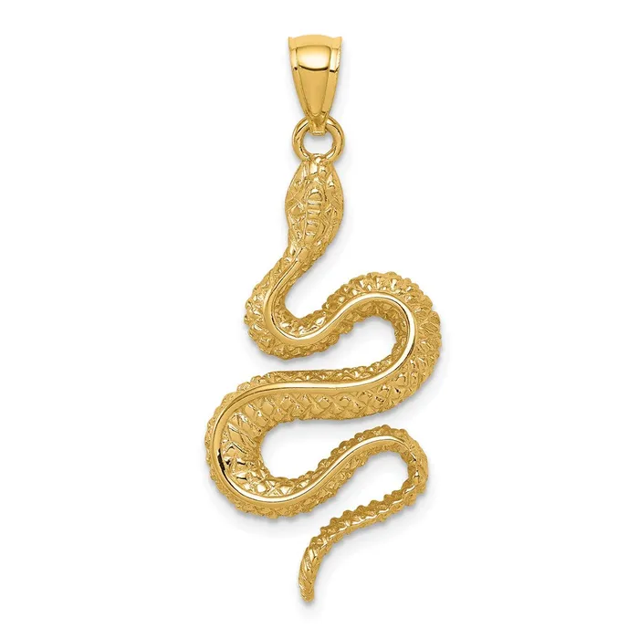 Goldia 14k Yellow Gold Polished Textured Snake Pendant PreStyled Sets