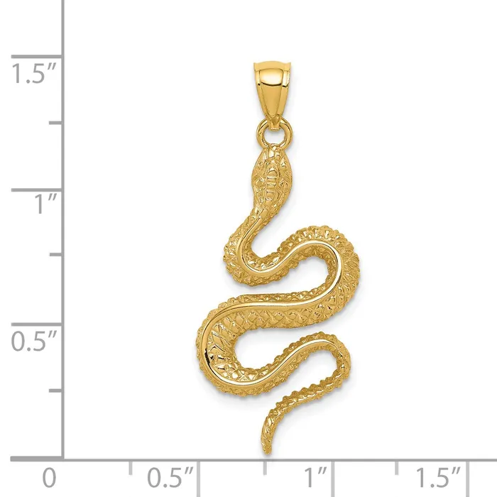 Goldia 14k Yellow Gold Polished Textured Snake Pendant PreStyled Sets
