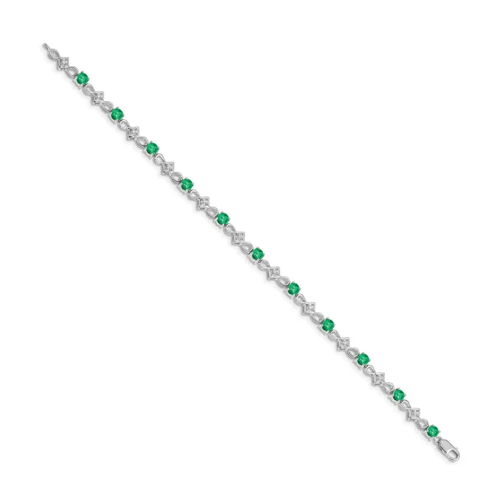 goldiaca Bracelets 14k White Gold Natural Diamond and Emerald Bracelet