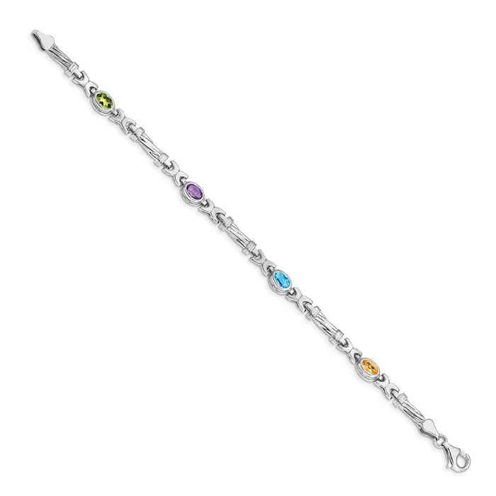 goldiaca Bracelets 14k White Gold Rainbow Gemstone Bracelet