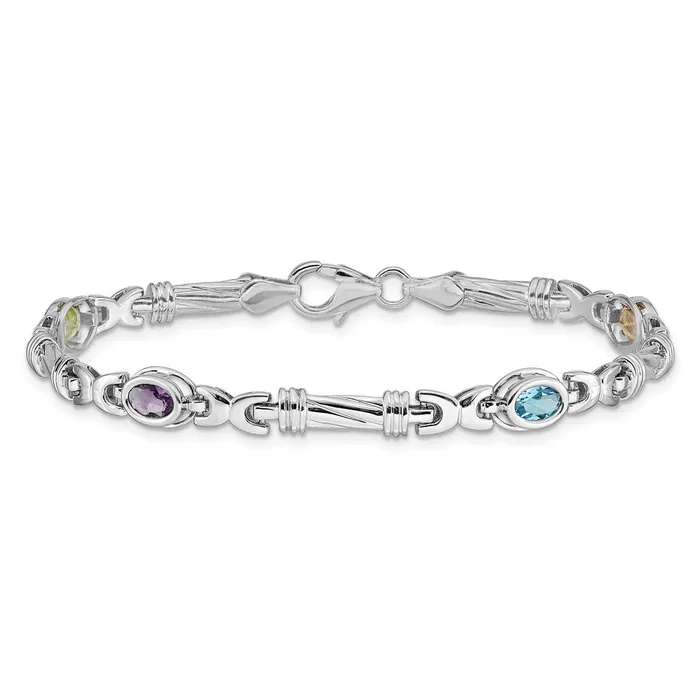 goldiaca Bracelets 14k White Gold Rainbow Gemstone Bracelet