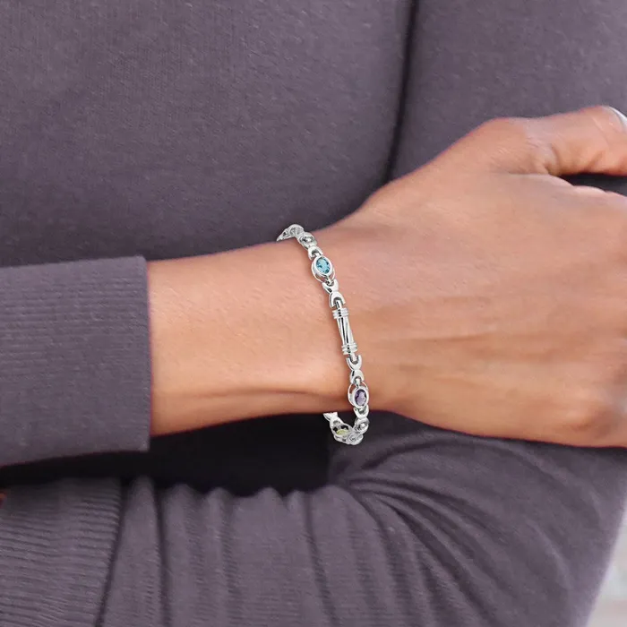 goldiaca Bracelets 14k White Gold Rainbow Gemstone Bracelet