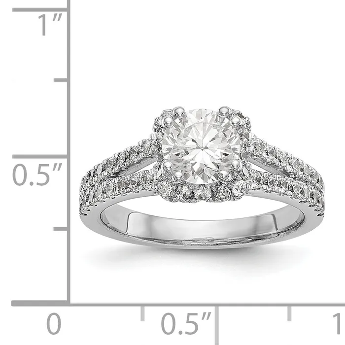 Goldiacom 14K White Gold Round Simulated Diamond Halo Engagement Ring Rings