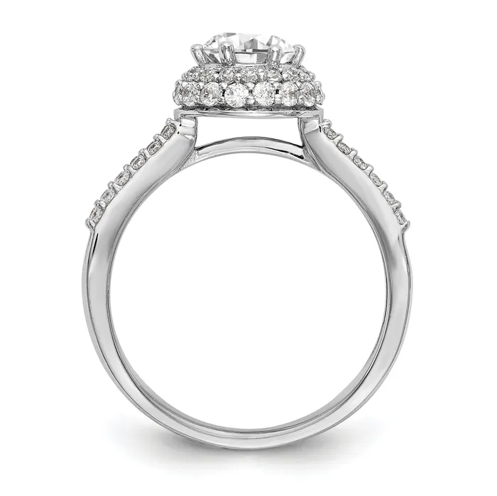 Goldiacom Rings 14KW Round Simulated Diamond Round Halo Engagement Ring