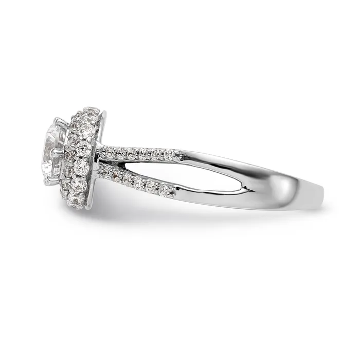 Goldiacom Rings 14KW Round Simulated Diamond Round Halo Engagement Ring