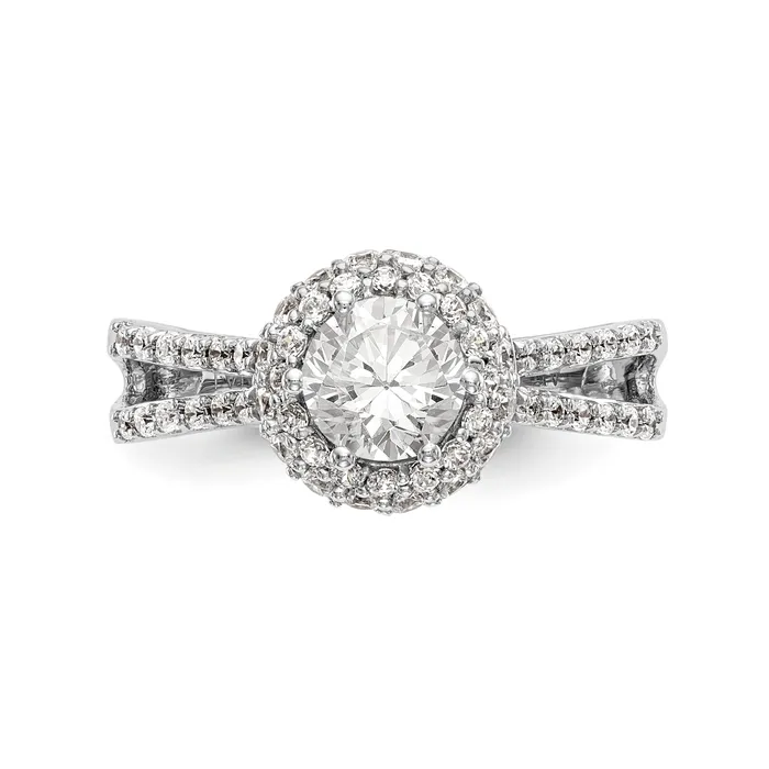 Goldiacom Rings 14KW Round Simulated Diamond Round Halo Engagement Ring