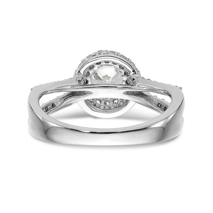 Goldiacom Rings 14KW Round Simulated Diamond Round Halo Engagement Ring