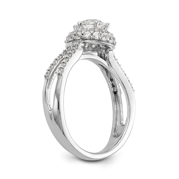 Goldiacom Rings 14KW Round Simulated Diamond Round Halo Engagement Ring