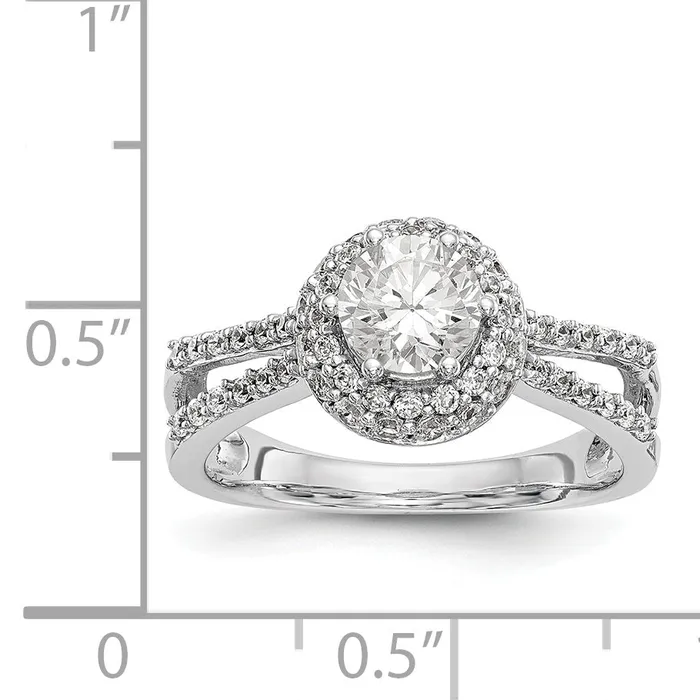 Goldiacom Rings 14KW Round Simulated Diamond Round Halo Engagement Ring