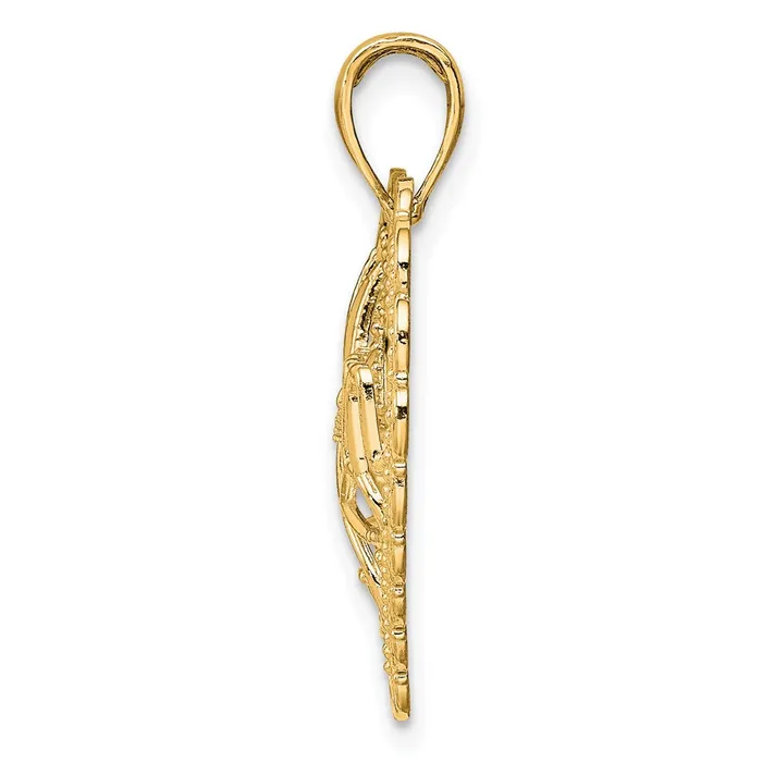 Goldia Necklaces 14k Yellow Gold Polished MOM Scallop Heart Pendant