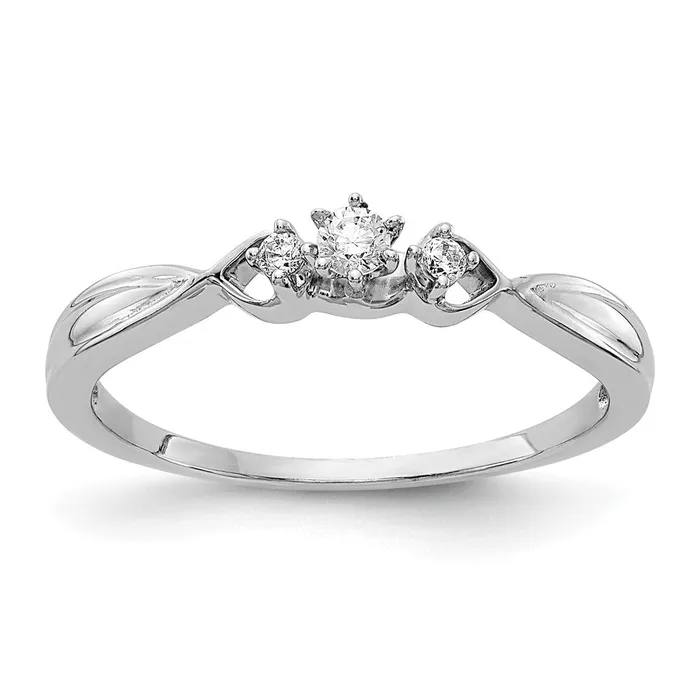 Goldia Rings 14k White Gold 3stone Real Diamond Ring