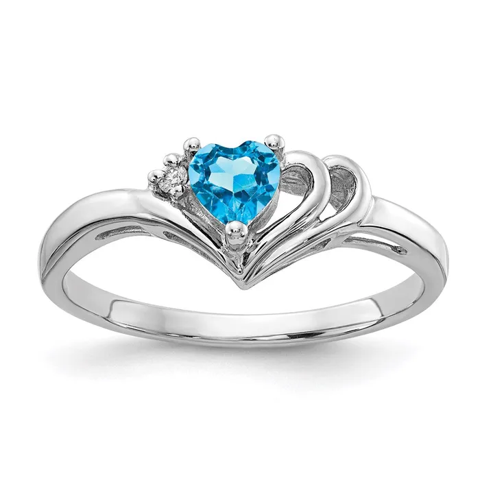 Goldia Rings 14k White Gold 4mm Heart Blue Topaz A Real Diamond ring