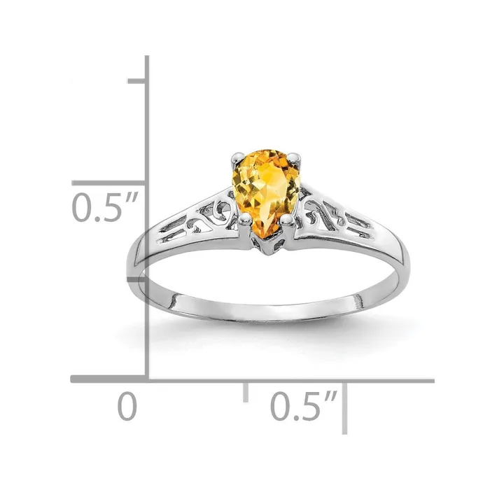 Goldia Rings 14k White Gold 6x4mm Pear Citrine ring
