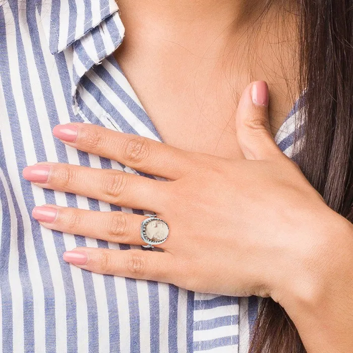 Goldia Rings 14k White Gold Cameo Ring