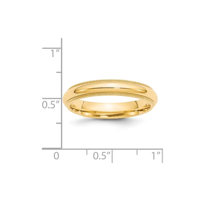 Goldia Rings Solid 10K Yellow Gold 4mm Milgrain Comfort Wedding MensWomens Wedding Band Ring Size 4