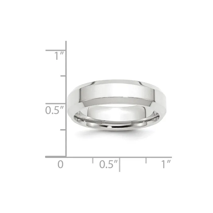 Goldia Rings Solid 14K White Gold 6mm Bevel Edge Comfort Fit MensWomens Wedding Band Ring Size 14