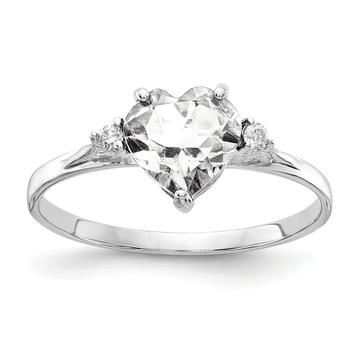 Goldia Rings Solid 14k White Gold 7mm Heart Cubic Zirconia VS Simulated CZ Ring Goldia Rings Solid 14k White Gold 7mm Heart Cubic Zirconia VS Simulated CZ Ring