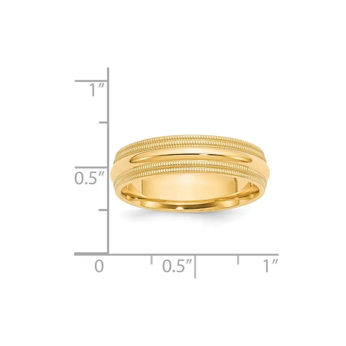 Goldia Rings Solid 18K Yellow Gold 6mm Double Milgrain Comfort Fit MensWomens Wedding Band Ring Size 85