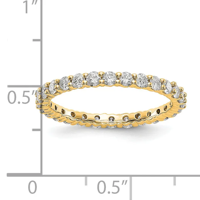 Goldia Rings Solid Real 14k Polished shared Prong 1ct CZ Eternity Wedding Band Ring
