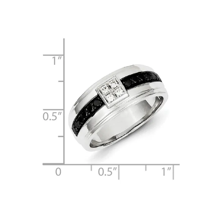 Goldia Rings Sterling Silver White u0026 Black Diamond Square Mens Ring