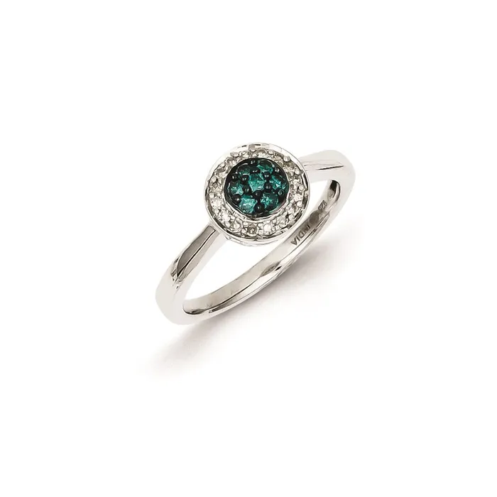 Goldia Rings Sterling Silver White u0026 Blue Diamond Cluster Ring