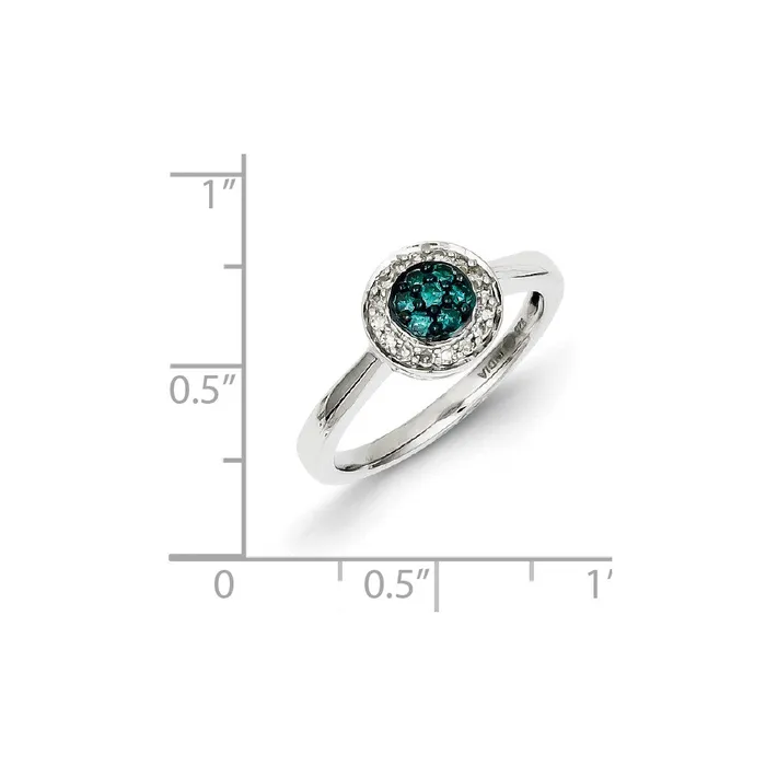 Goldia Rings Sterling Silver White u0026 Blue Diamond Cluster Ring