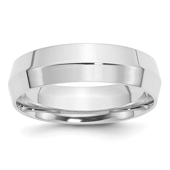 Goldia Solid 18K White Gold 6mm Knife Edge Comfort Fit MensWomens Wedding Band Ring Size 13 Rings
