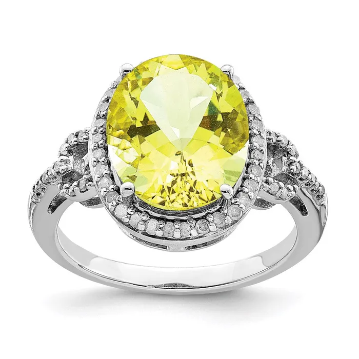 Goldia Sterling Silver Rhodium Diamond u0026 CheckerCut Lemon Quartz Ring Rings Goldia Sterling Silver Rhodium Diamond u0026 CheckerCut Lemon Quartz Ring Rings