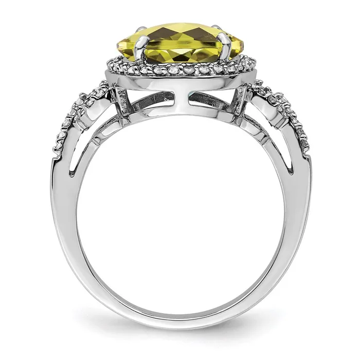 Goldia Sterling Silver Rhodium Diamond u0026 CheckerCut Lemon Quartz Ring Rings