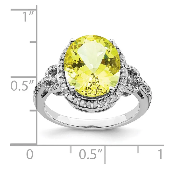 Goldia Sterling Silver Rhodium Diamond u0026 CheckerCut Lemon Quartz Ring Rings