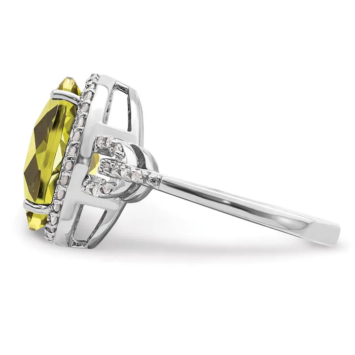 Goldia Sterling Silver Rhodium Diamond u0026 CheckerCut Lemon Quartz Ring Rings