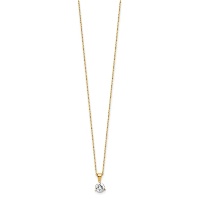 Necklaces 14k Yellow Gold 78 Ct Lab Grown Diamond VSSI G Three Prong 18 inch Solitare Pendant Necklace Goldia