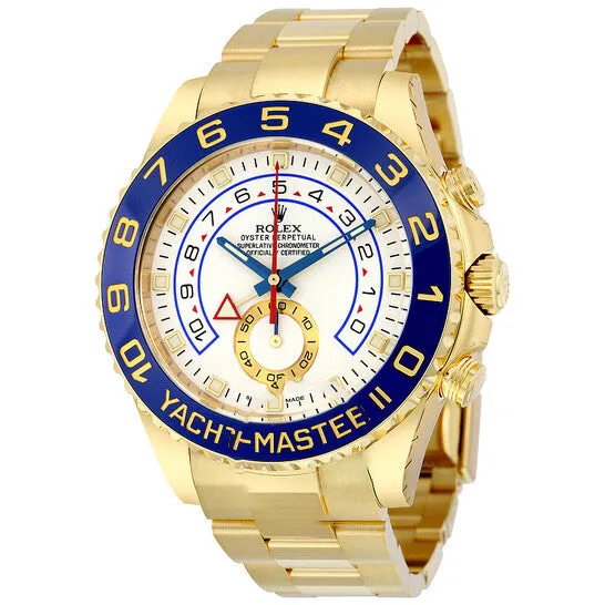 Original Rolex YachtMaster II White Dial 18K Yellow Gold Oyster Bracelet Automatic Mens Watch 116688WAO JMS always Bracelets